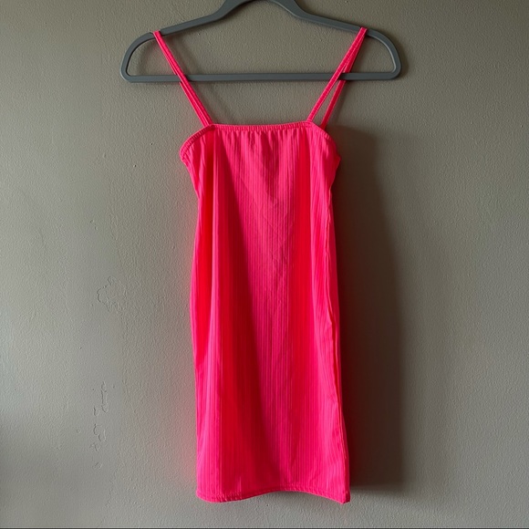 Vibrant Pink Ribbed Mini Dress - Picture 6 of 15